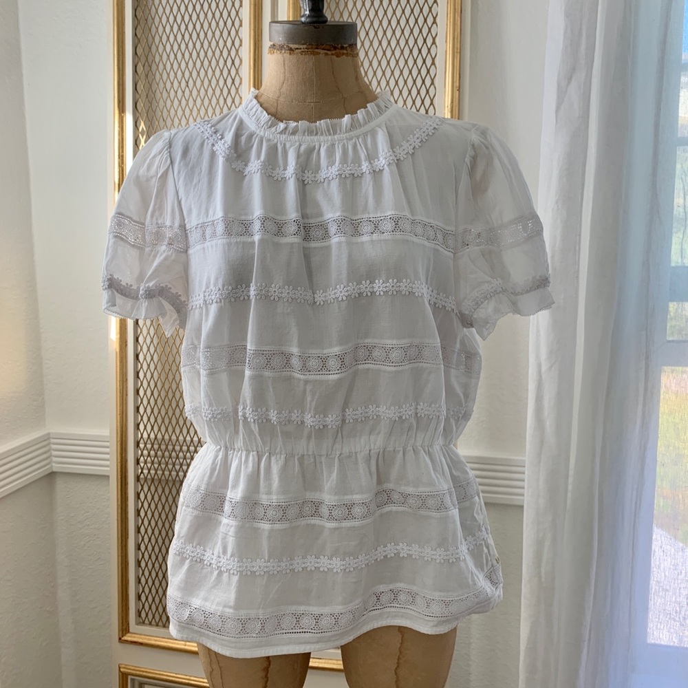 J. Crew Daisy-chain peplum top White
